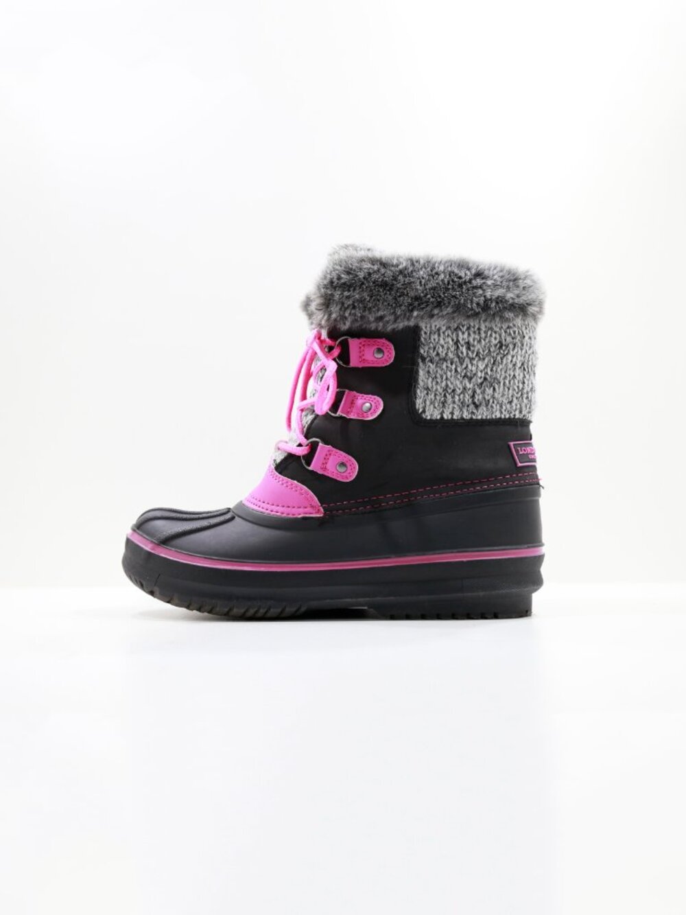 London Fog Tottenham Black & Pink Waterproof Fleece-Lined Snow Boots - Juniors 4